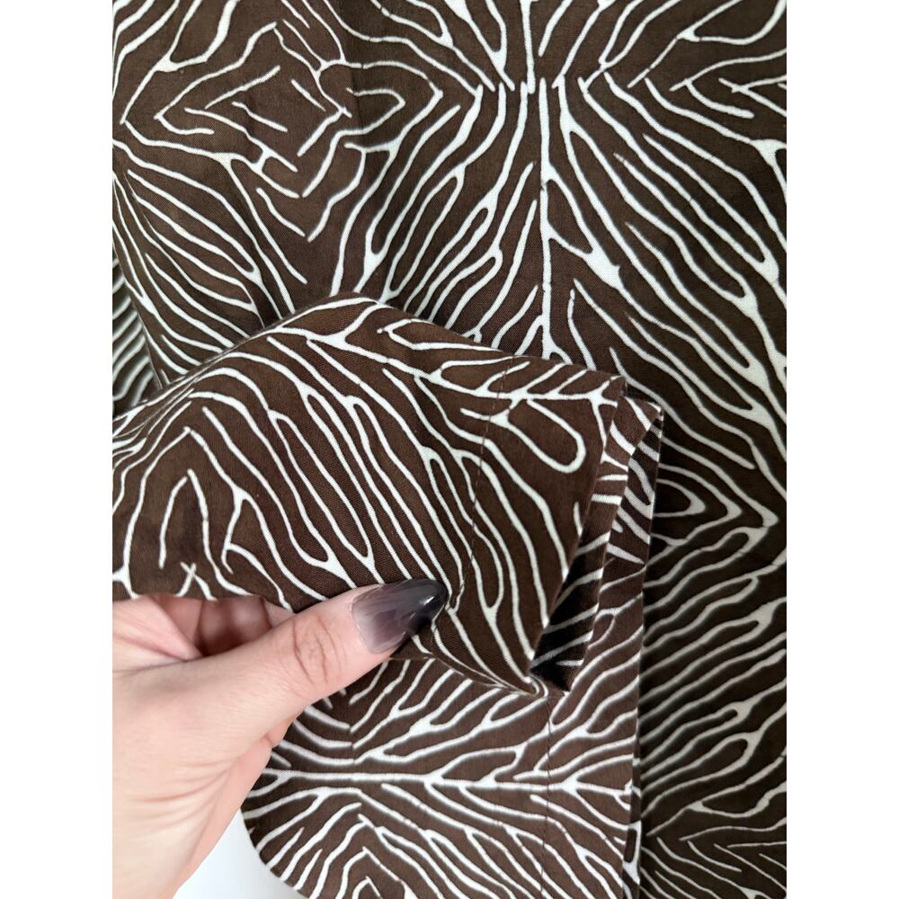 ORVIS 100% rayon brown white safari comfortable button up short sleeve top shirt - Picture 3 of 7